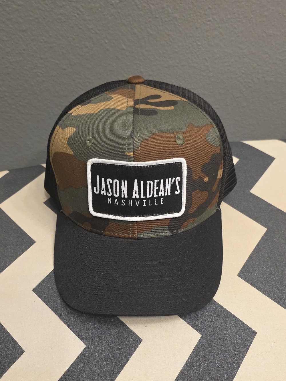 Jason Aldean's Nashville Camo Trucker Hat - Green/Brown/Black